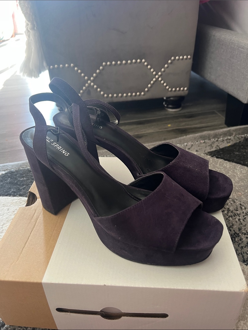 Call It Spring Purple Suede Platform Slingback Heels